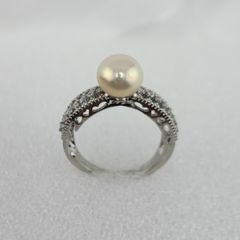 Nhẫn Ngọc Trai Tự Nhiên Khung Bạc Chạm Khắc Hoa Văn Cầu Kỳ Thời Trang Nam Nữ MADAME HIEN PEARLS NN080