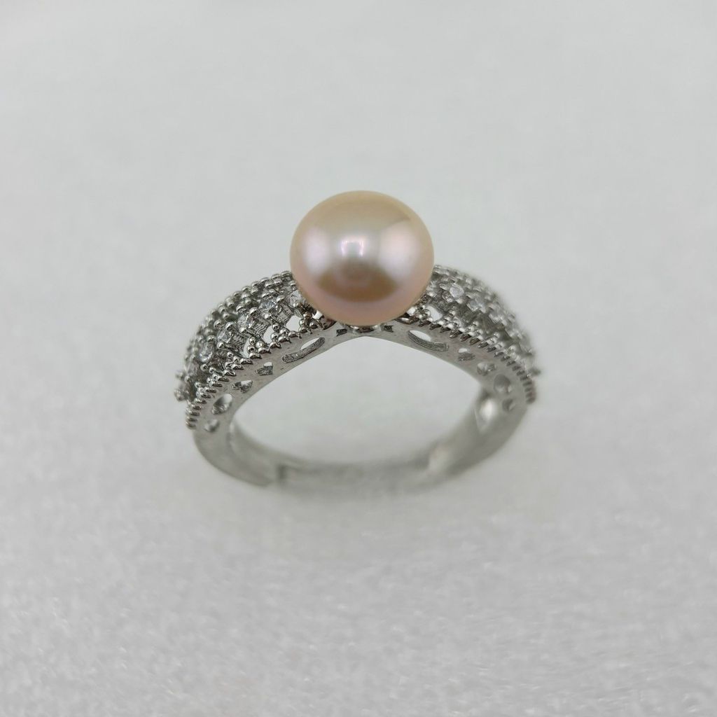 Nhẫn Ngọc Trai Tự Nhiên Khung Bạc Chạm Khắc Hoa Văn Cầu Kỳ Thời Trang Nam Nữ MADAME HIEN PEARLS NN080
