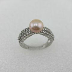 Nhẫn Ngọc Trai Tự Nhiên Khung Bạc Chạm Khắc Hoa Văn Cầu Kỳ Thời Trang Nam Nữ MADAME HIEN PEARLS NN080