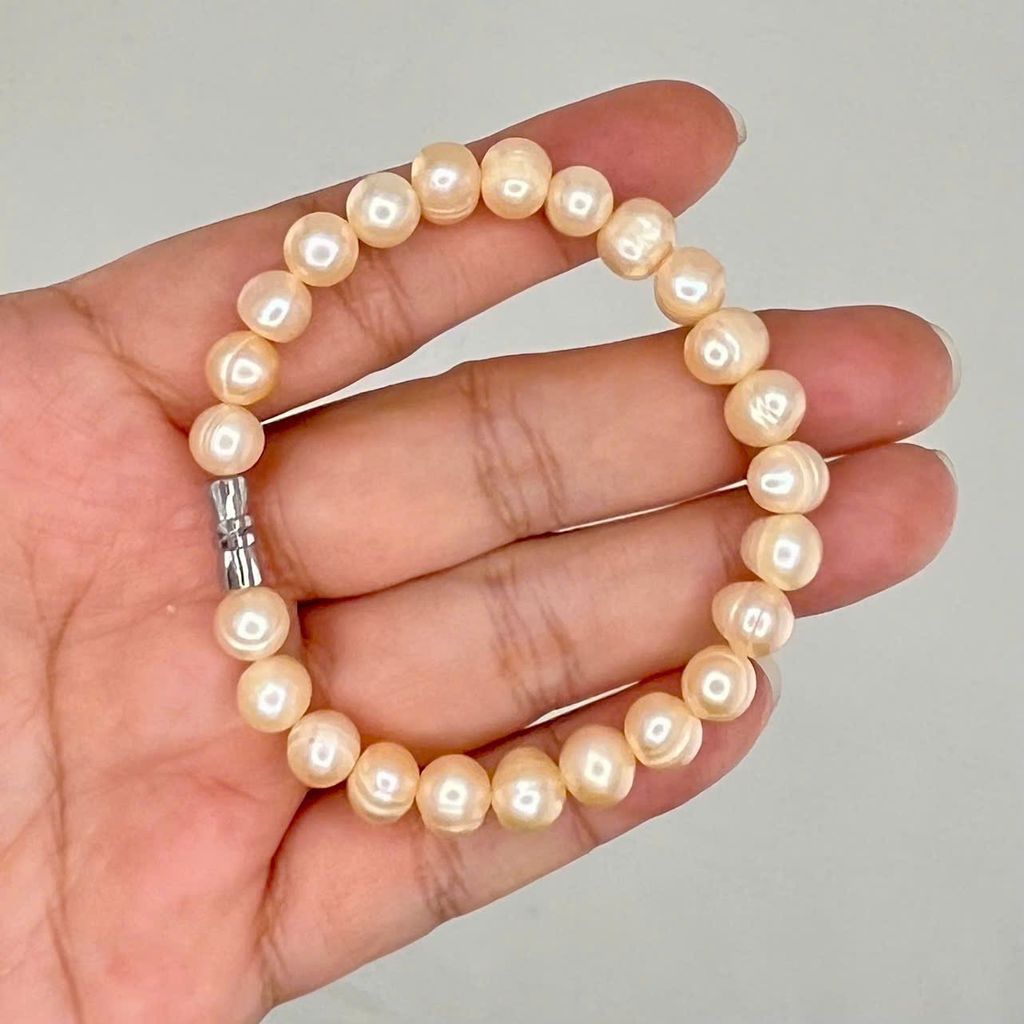 Vòng Tay Ngọc Trai Tự Nhiên Hạt Gần Tròn Đơn Giản MADAME HIEN PEARLS VTT002