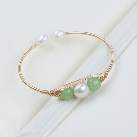 Vòng Tay Ngọc Trai Tự Nhiên Mặt Ngọc Trai Tự Nhiên Phối Ngọc Bích MADAME HIEN PEARLS Phong Cách Cổ Điển