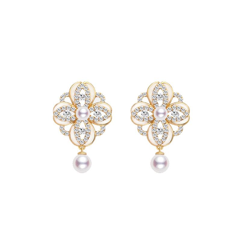 Bông Tai Ngọc Trai Tự Nhiên Phong Cách Cổ Điển Hoàng Gia Tua Rua 1 Hạt Ngọc Trai MADAME HIEN PEARLS Cho Nữ BTG135