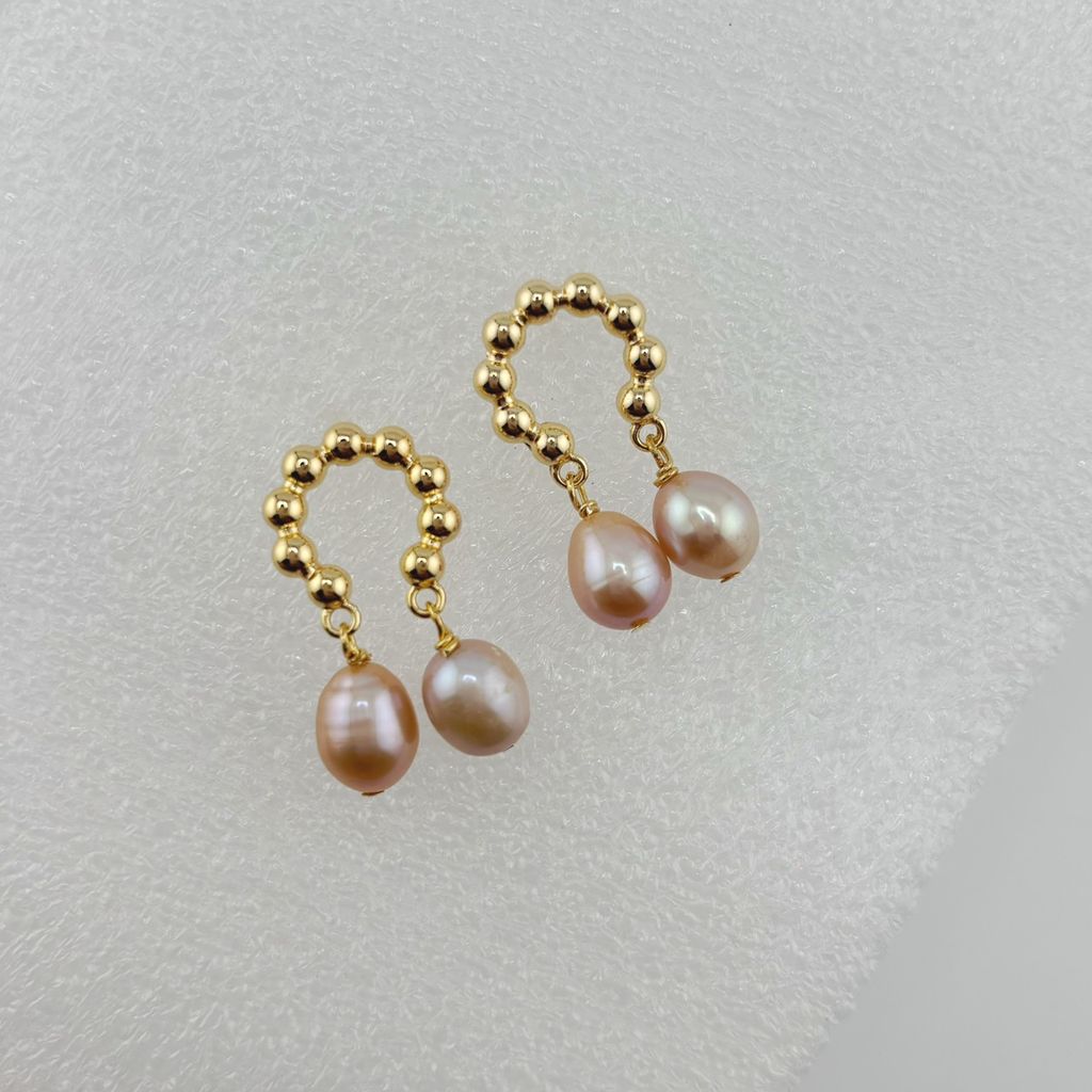 Bông Tai Ngọc Trai Tự Nhiên Tua Rua 2 Hạt Kiểu Nam Châm Đính Tua Rua Giọt Nước MADAME HIEN PEARLS BTG092