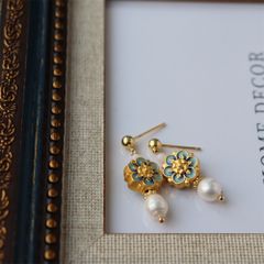 Bông Tai Ngọc Trai Tự Nhiên Tua Rua Mặt Hoạ Tiết Hoa Trung Đông Cổ Điển Sang Trọng MADAME HIEN PEARLS BTG146