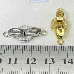 Khoá Cài Mặt Dây Chuyền Hoặc Vòng Tay Kẹp Nối Mặt Tròn Zircon Mạ Vàng 14K MADAME HIEN PEARLS PKKC018