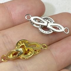 Khoá Cài Mặt Dây Chuyền Hoặc Vòng Tay Kẹp Nối Mặt Tròn Zircon Mạ Vàng 14K MADAME HIEN PEARLS PKKC018