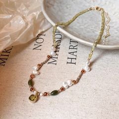 Vòng Cổ Ngọc Trai Baroque Tự Nhiên Phối Hạt Olivine Cá Tính MADAME HIEN PEARLS CB053