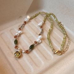 Vòng Cổ Ngọc Trai Baroque Tự Nhiên Phối Hạt Olivine Cá Tính MADAME HIEN PEARLS CB053