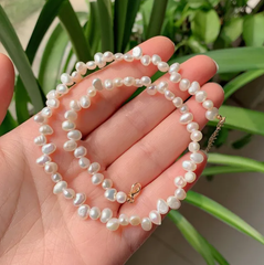 Vòng Cổ Chuỗi Hạt Ngọc Trai Baroque Tự Nhiên Khoá Bạc Mạ Vàng MADAME HIEN PEARLS CB011