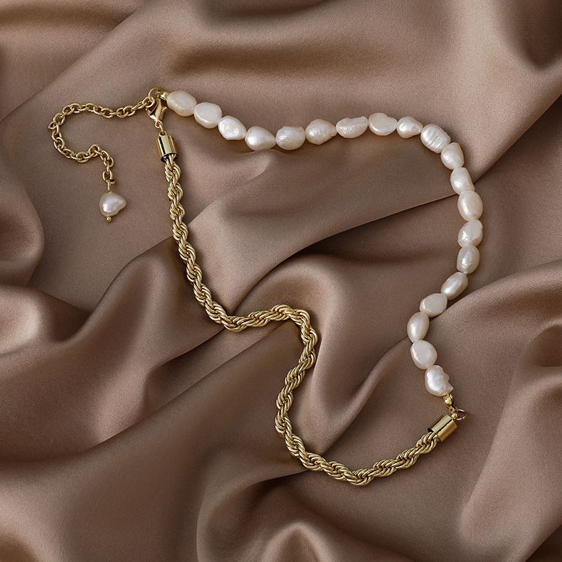 Vòng cổ Ngọc Trai Phong Cách Baroque Cá Tính Unisex Nam Nữ CB012