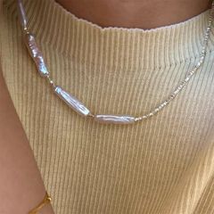 Vòng Cổ Bac s925 Phối Mặt Ngọc Trai Baroque Tự Nhiên Cách Điệu MADAME HIEN PEARLS CB042