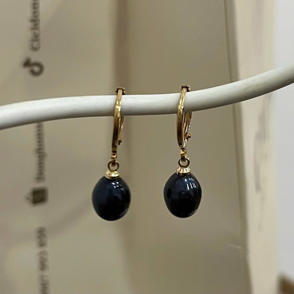Bông Tai Ngọc Trai Tự Nhiên Hạt Gạo Khoá Tròn Tối Giản MADAME HIEN PEARLS Cho Nữ BTG141
