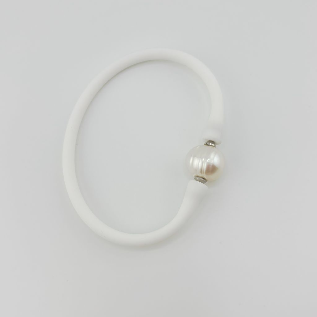 Vòng Tay Cao Su Silicone Đa Sắc Giải Trí Vui Nhộn Phối Hạt Ngọc Trai To MADAME HIEN PEARLS Unisex Nam Nữ VTT056
