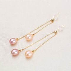 Bông Tai Ngọc Trai Tự Nhiên Tua Rua So Le Đính 2 Hạt Ngọc Trai Giọt Nước MADAME HIEN PEARLS Cho Nữ BTG131