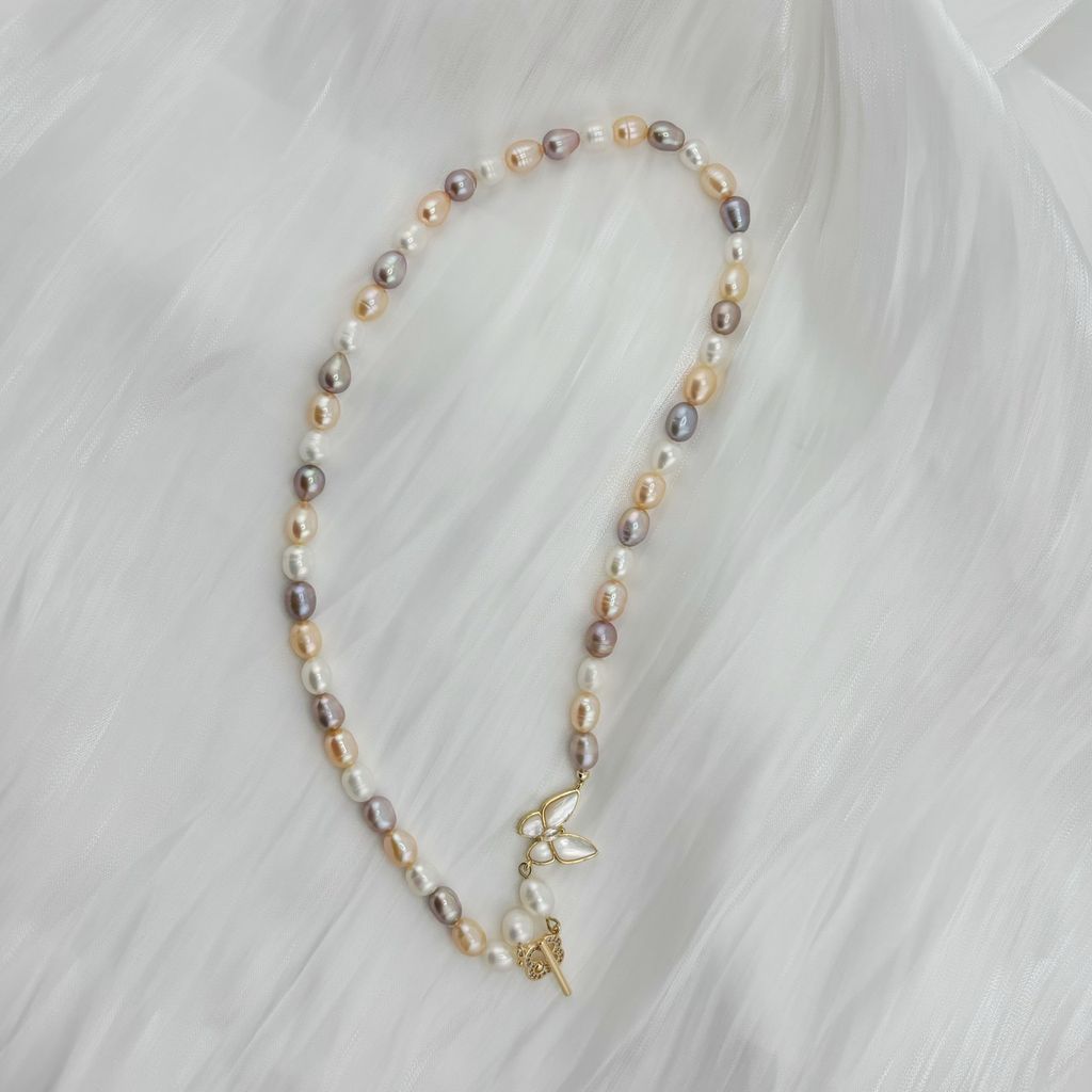 Vòng Cổ Ngọc Trai Hạt Xoài Tự Nhiên Khoá Mặt Cánh Bướm MADAME HIEN PEARLS Cho Nữ CG011