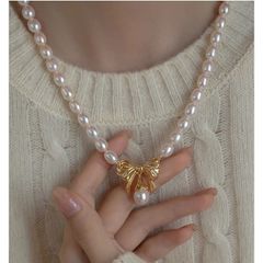 Vòng Cổ Ngọc Trai Hạt Xoài Tự Nhiên Khoá Nơ Đính Hạt Ngọc Trai MADAME HIEN PEARLS CG047