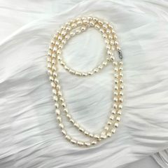 Vòng Cổ Ngọc Trai 8-10mm Hạt Gạo Tự Nhiên Dài 120cm MADAME HIEN PEARLS CG050