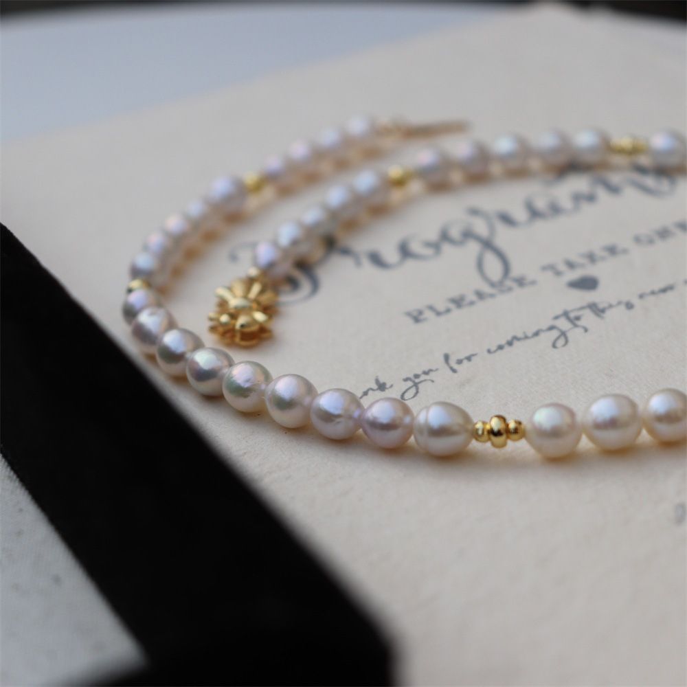 Vòng Cổ Ngọc Trai Hạt Gạo 7-8mm Phối Bi Khoá Nơ Bướm MADAME HIEN PEARLS Đáng Yêu Cho Nữ CG059