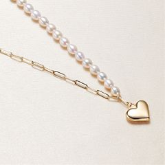 Vòng Cổ Ngọc Trai Hạt Gạo Phối Dây Chuyền Mặt Trái Tim MADAME HIEN PEARLS Đáng Yêu Cho Nữ CG060