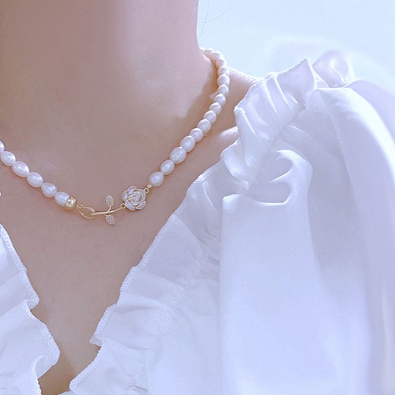 Vòng cổ Choker Mặt Cành Hoa Trà Camellia Tinh Tế MADAME HIEN PEARLS Xinh Xắn Cho Nữ CG062