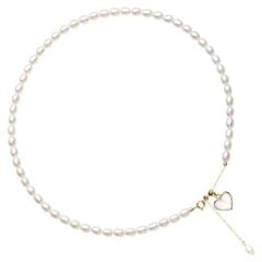 Vòng cổ Ngọc Trai Choker Mặt Mặt Trái Tim Mạ Vàng 18k MADAME HIEN PEARLS Xinh Xắn Cho Nữ CG063
