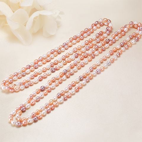 Vòng Cổ Ngọc Trai Tự Nhiên Dài 160cm Hạt Gạo Tối Giản MADAME HIEN PEARLS Cho Nữ CG069