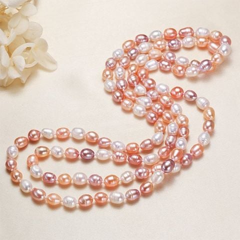 Vòng Cổ Ngọc Trai Tự Nhiên Dài 160cm Hạt Gạo Tối Giản MADAME HIEN PEARLS Cho Nữ CG069
