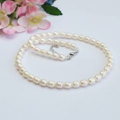 Vòng Cổ Ngọc Trai Hạt Gạo Nhăn Tự Nhiên Nguyên Bản Khoá Bạc MADAME HIEN PEARLS CG071