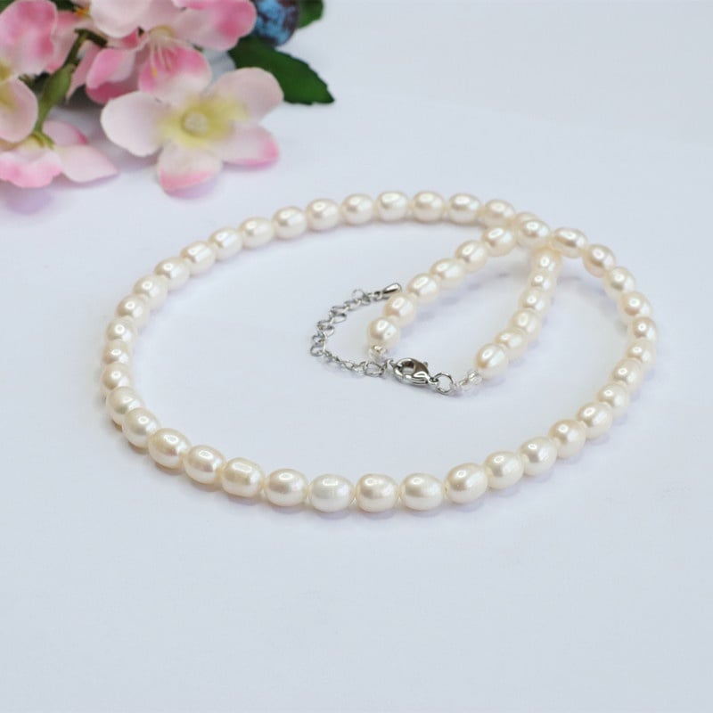 Vòng Cổ Ngọc Trai Hạt Gạo Nhăn Tự Nhiên Nguyên Bản Khoá Bạc MADAME HIEN PEARLS CG071
