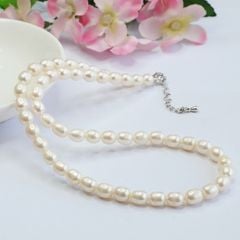 Vòng Cổ Ngọc Trai Hạt Gạo Nhăn Tự Nhiên Nguyên Bản Khoá Bạc MADAME HIEN PEARLS CG071