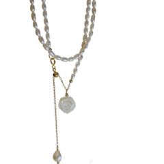 Vòng cổ Ngọc Trai Tự Nhiên Khoá Hoa Hồng Vỏ Sò MADAME HIEN PEARLS Đáng Yêu Cho Nữ CG018