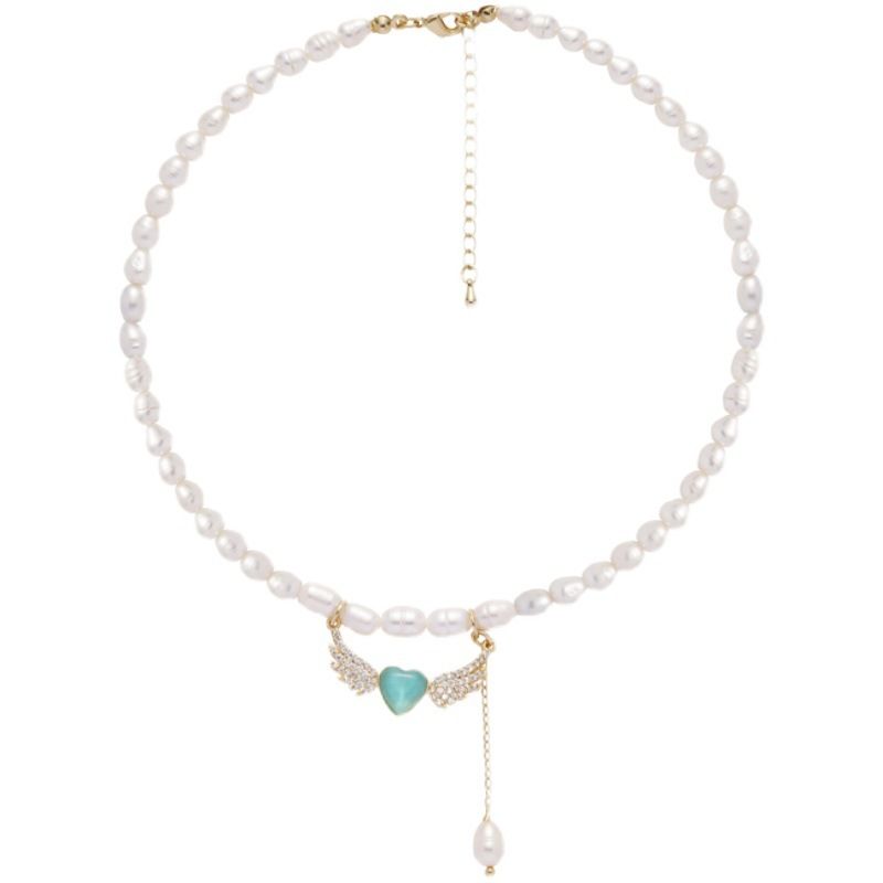 Vòng cổ Choker Ngọc Trai Tự Nhiên Khoá Tim Cánh Thiên Thần MADAME HIEN PEARLS CG020