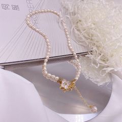 Vòng cổ Choker Ngọc Trai Tự Nhiên Khoá Mặt Hoa Có Thể Điều Chỉnh MADAME HIEN PEARLS CG022