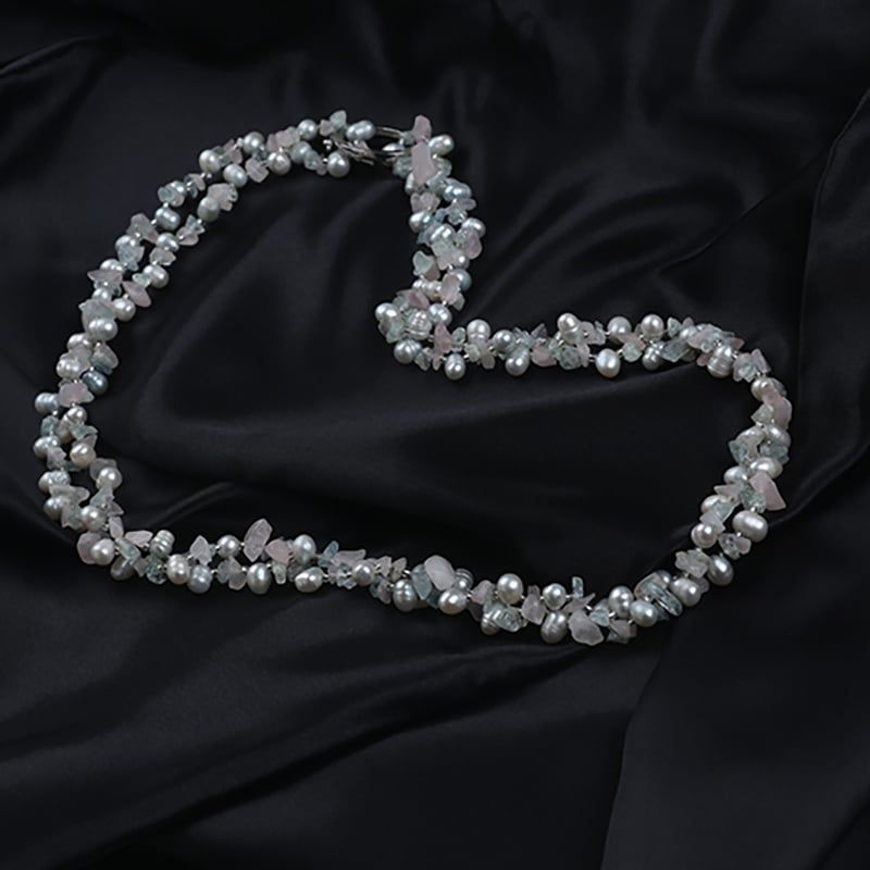 Vòng Cổ Dây Đôi Ngọc Trai Tự Nhiên Phối Đá Xanh Lục Nàng Thơ MADAME HIEN PEARLS CG032