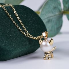 Dây Chuyền Mặt Ngọc Trai Tự Nhiên Dáng Chú Chó Tướng Quân Có Sừng Lạ Mắt MADAME HIEN PEARLS MT043
