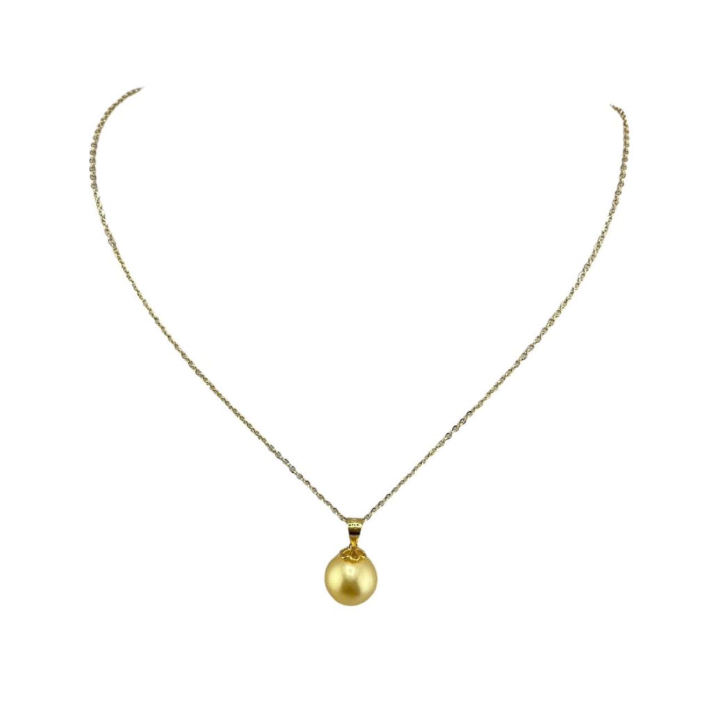 Mặt Dây Chuyền Ngọc Trai Edison Vàng 10-11mm Tối Giản Minimalist Sang Trọng MADAME HIEN PEARLS Cho Nữ MT052
