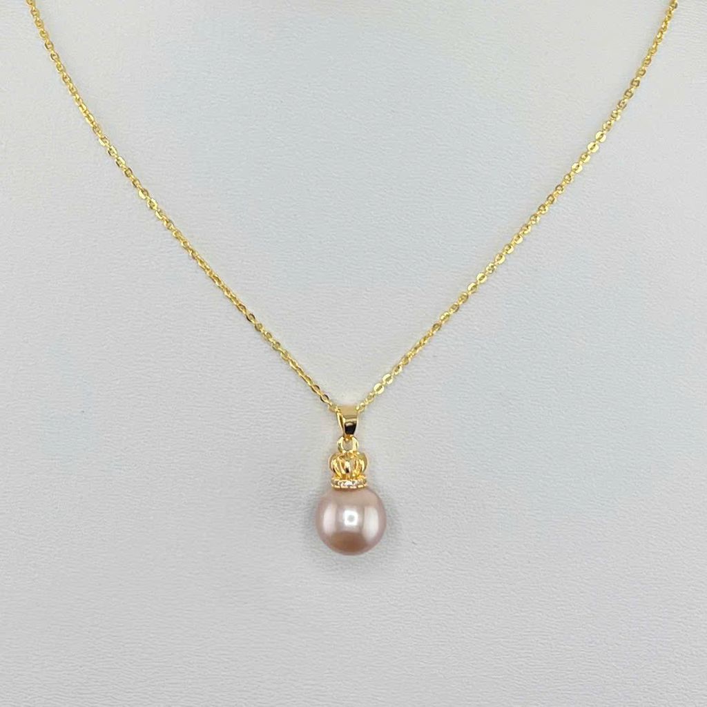 Dây Chuyền Mặt Ngọc Trai Tự Nhiên Hạt Tròn 10-11mm Mặt Vương Miện Sang Trọng MADAME HIEN PEARLS MT032