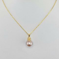 Dây Chuyền Mặt Ngọc Trai Tự Nhiên Hạt Tròn 10-11mm Mặt Vương Miện Sang Trọng MADAME HIEN PEARLS MT032