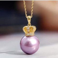 Dây Chuyền Mặt Ngọc Trai Tự Nhiên Hạt Tròn 10-11mm Mặt Vương Miện Sang Trọng MADAME HIEN PEARLS MT032