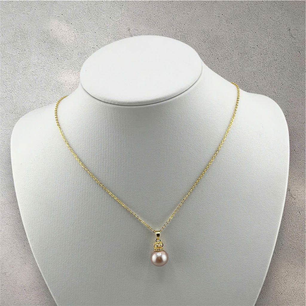 Dây Chuyền Mặt Ngọc Trai Tự Nhiên Hạt Tròn 10-11mm Mặt Vương Miện Sang Trọng MADAME HIEN PEARLS MT032