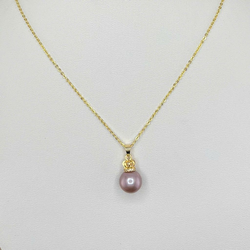 Dây Chuyền Mặt Ngọc Trai Tự Nhiên Hạt Tròn 10-11mm Mặt Vương Miện Sang Trọng MADAME HIEN PEARLS MT032