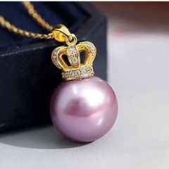Dây Chuyền Mặt Ngọc Trai Tự Nhiên Hạt Tròn 10-11mm Mặt Vương Miện Sang Trọng MADAME HIEN PEARLS MT032