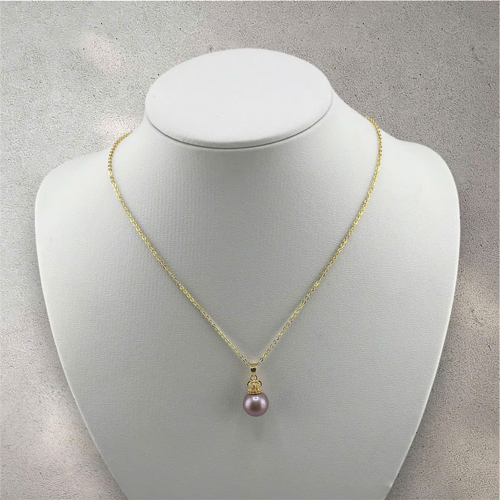 Dây Chuyền Mặt Ngọc Trai Tự Nhiên Hạt Tròn 10-11mm Mặt Vương Miện Sang Trọng MADAME HIEN PEARLS MT032