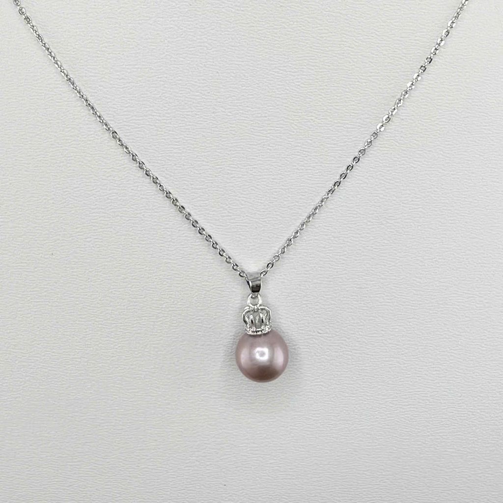 Dây Chuyền Mặt Ngọc Trai Tự Nhiên Hạt Tròn 10-11mm Mặt Vương Miện Sang Trọng MADAME HIEN PEARLS MT032