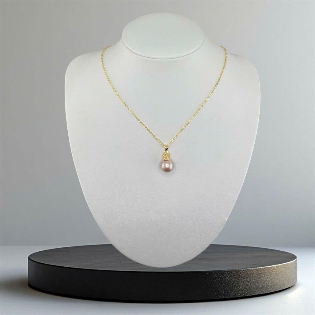 Dây Chuyền Mặt Ngọc Trai Tự Nhiên Hạt Tròn 10-11mm Mặt Vương Miện Sang Trọng MADAME HIEN PEARLS MT032