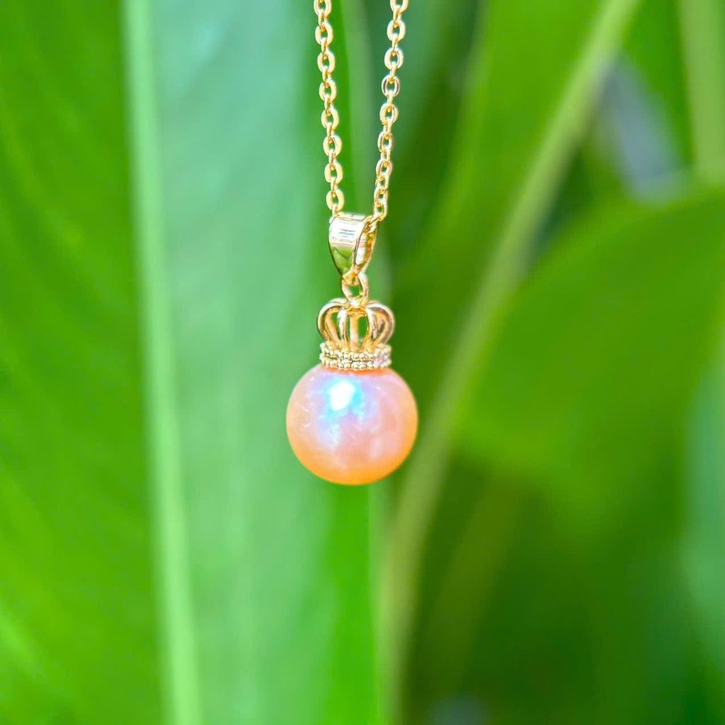 Mặt Dây Chuyền Ngọc Trai Tự Nhiên Hạt Tròn 10-11mm Mặt Vương Miện Sang Trọng MADAME HIEN PEARLS