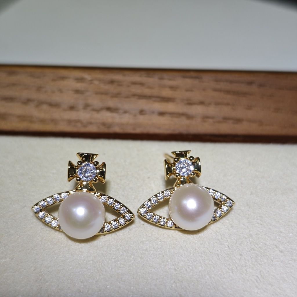 Bông Tai Bạc Ý Đính Ngọc Trai Tự Nhiên Dáng UFO Tàu Vũ Trụ Độc Đáo Phong Cách Unisex Nam Nữ BTN139