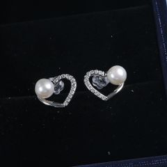 Bông Tai Ngọc Trai Tự Nhiên Trái Tim Rỗng Đính Ngọc Trai MADAME HIEN PEARLS Cho Nữ BTN248