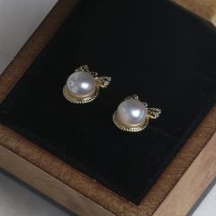 Bông Tai Ngọc Trai Tự Nhiên Nơ Đáng Yêu MADAME HIEN PEARLS Cho Nữ BTN253