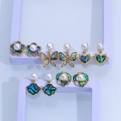 Bông Tai Ngọc Trai Tự Nhiên Mặt Trái Tim Xà Cừ MADAME HIEN PEARLS Cho Nữ BTN197